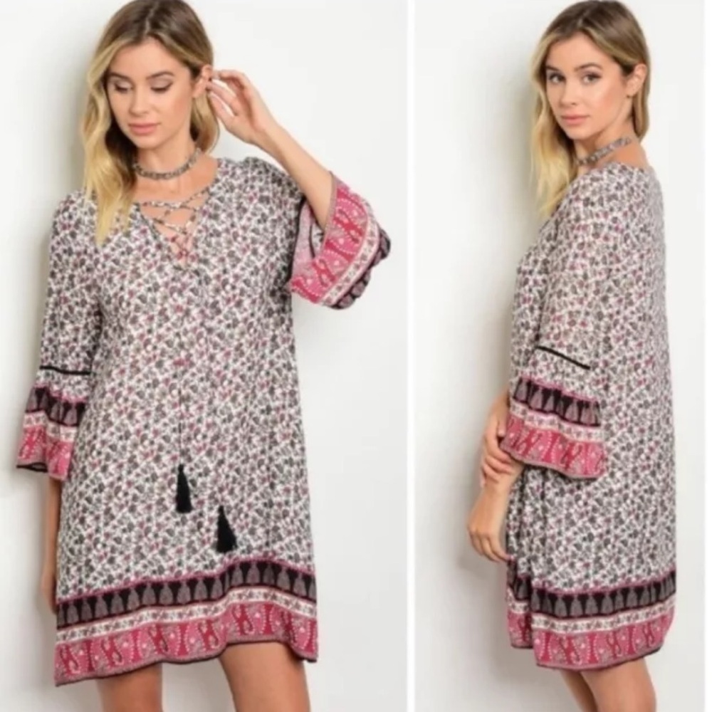 eesome floral print tunic dress NWT L